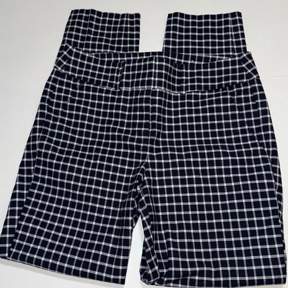 Loft Modern Skinny Ankle Pant Size 4 Navy and White Plaid Office Teacher Work - Picture 5 of 13